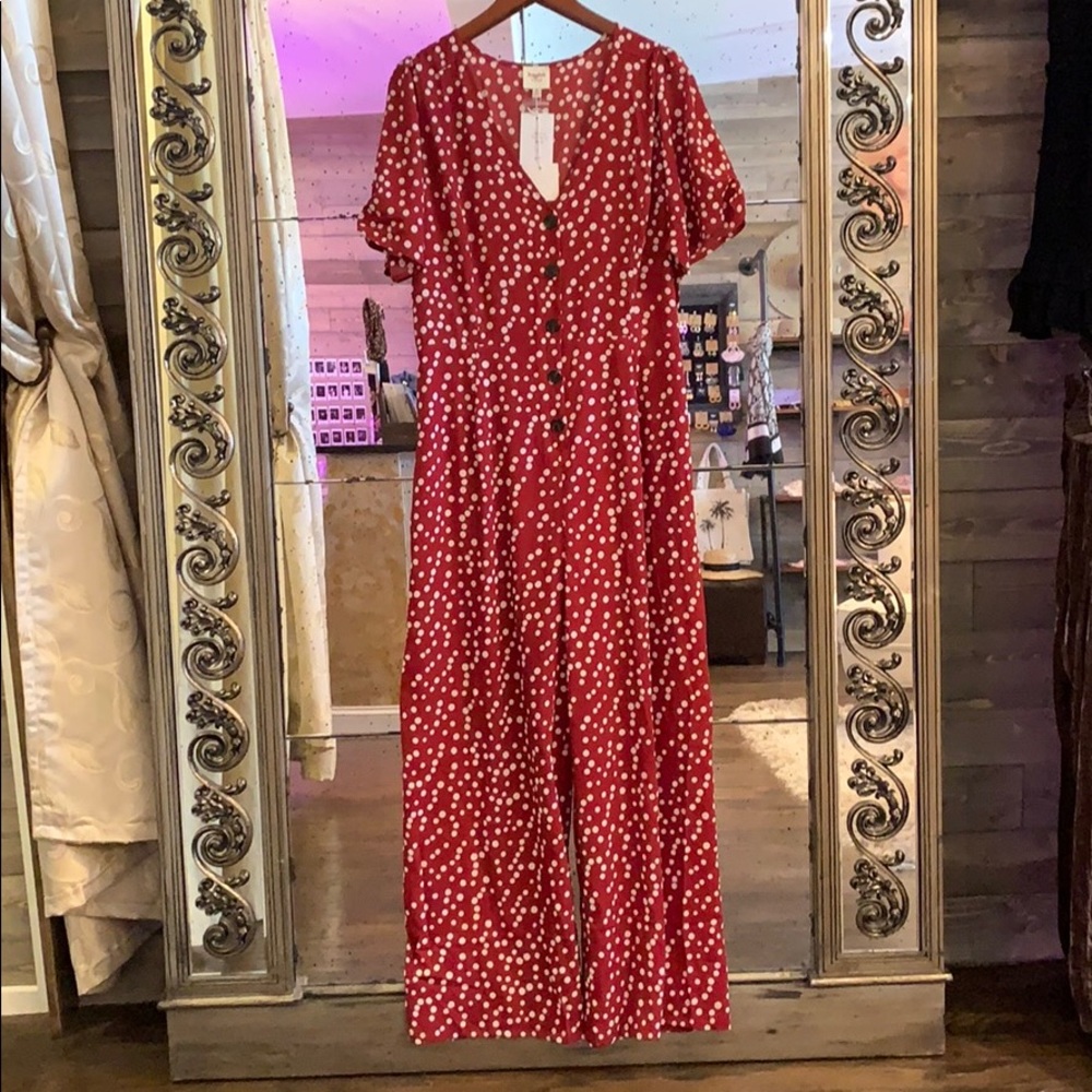 Red polka dot jumpsuit NWT